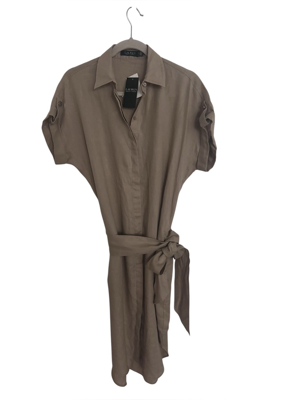 LAUREN Ralph Lauren linen khaki shirt dress